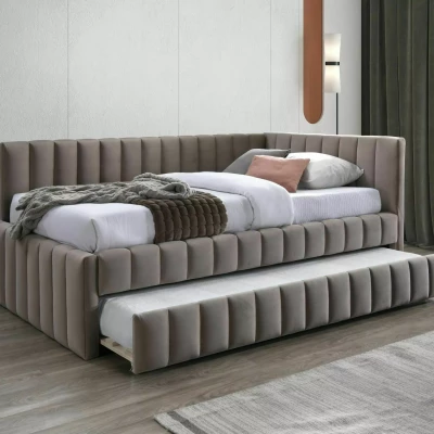 Rozkládací jednolůžková postel 120x200 VALLY - tmavě béžová