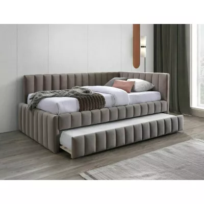 Rozkládací jednolůžková postel 120x200 VALLY - tmavě béžová