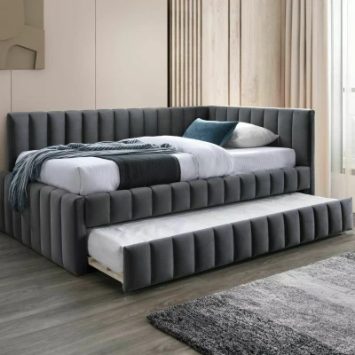 Rozkládací jednolůžková postel 120x200 VALLY - tmavě šedá