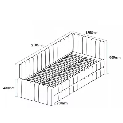 Rozkládací jednolůžková postel 120x200 VALLY - tmavě šedá