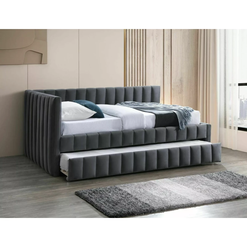 Rozkládací jednolůžková postel 120x200 VALLY - tmavě šedá