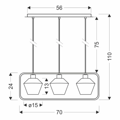 Závěsné osvětlení nad jídelní stůl NIKO - 3xE27, 40W, černé / čiré