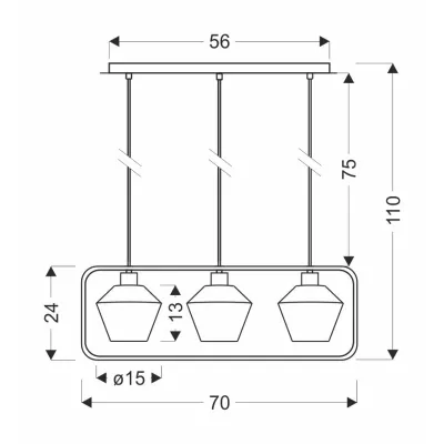 Závěsné osvětlení nad jídelní stůl NIKO - 3xE27, 40W, černé / čiré