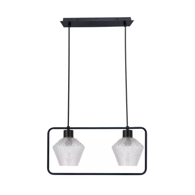 Závěsné osvětlení nad jídelní stůl NIKO - 2xE27, 40W, černé / čiré