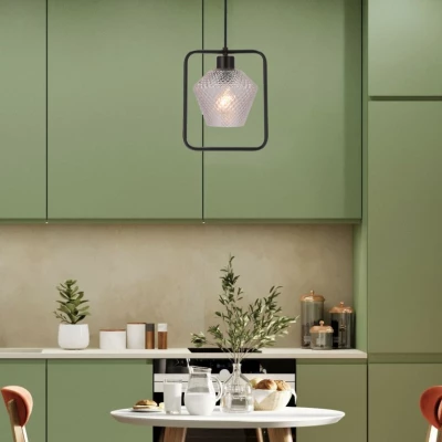 Závěsné osvětlení NIKO - 1xE27, 40W, černé / čiré