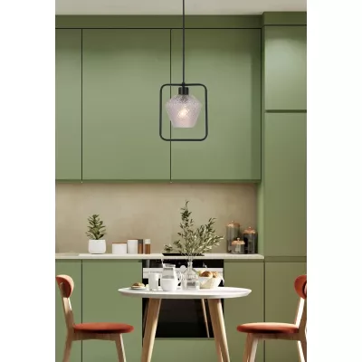 Závěsné osvětlení NIKO - 1xE27, 40W, černé / čiré