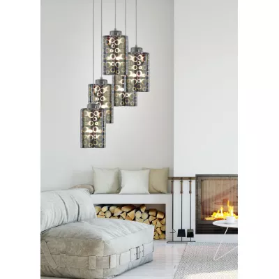 Závěsné designové svítidlo NOCTURNO - 5xE27, 40W, chromované