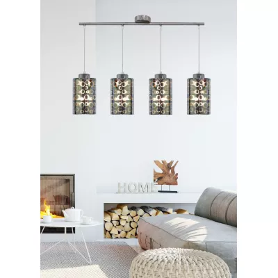 Závěsné designové světlo nad jídelní stůl NOCTURNO - 4xE27, 40W, chromované