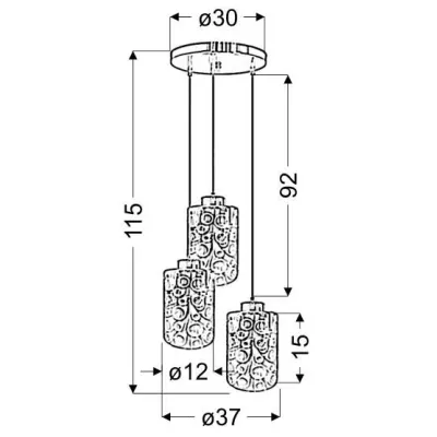 Závěsné designové svítidlo NOCTURNO - 3xE27, 40W, chromované