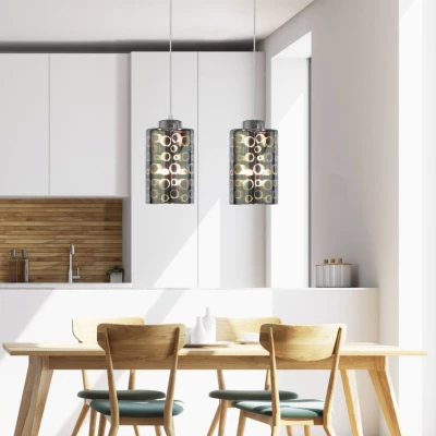 Závěsné designové světlo nad jídelní stůl NOCTURNO - 2xE27, 40W, chromované