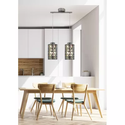 Závěsné designové světlo nad jídelní stůl NOCTURNO - 2xE27, 40W, chromované