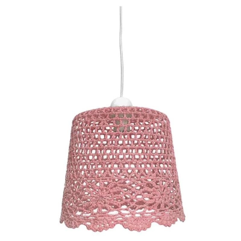 Závěsné osvětlení v boho stylu NONNA - 1xE27, 60W, růžové