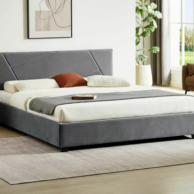 Čalouněná manželská postel 140x200 AGATHA - šedá