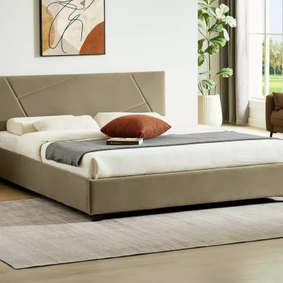 Čalouněná manželská postel 160x200 AGATHA - béžová