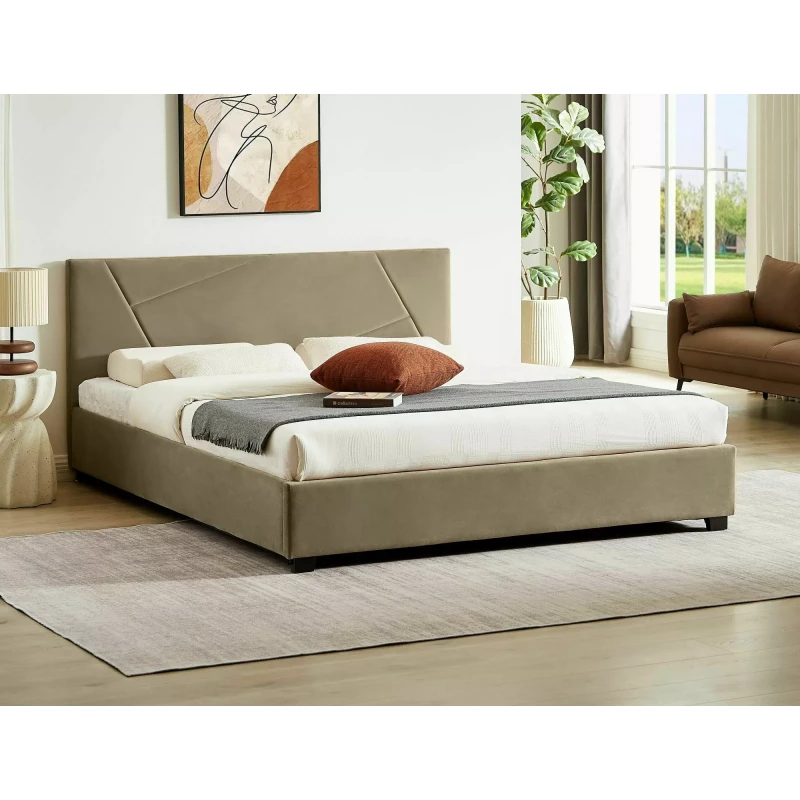 Čalouněná manželská postel 160x200 AGATHA - béžová