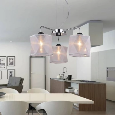 Závěsný tříramenný lustr na lanku NOSJA - 3xE27, 40W, chromovaný / bílý