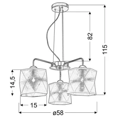 Závěsný tříramenný lustr na lanku NOSJA - 3xE27, 40W, chromovaný / bílý