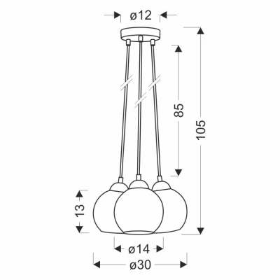 Moderní závěsné svítidlo NUBIA - 3xE27, 60W, černé / zlaté