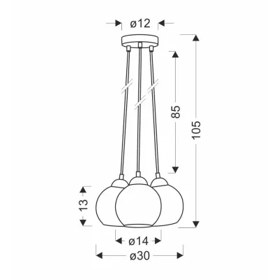 Moderní závěsné svítidlo NUBIA - 3xE27, 60W, černé / zlaté
