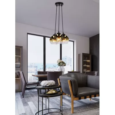 Moderní závěsné svítidlo NUBIA - 3xE27, 60W, černé / zlaté