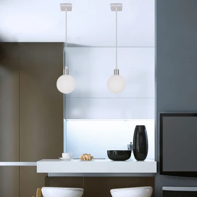 Moderní závěsné osvětlení ODEN - 1xG9, 40W, 12cm, koule, chromované / bílé