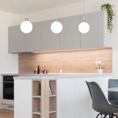 Moderní závěsné osvětlení ODEN - 1xG9, 40W, 12cm, koule, chromované / bílé