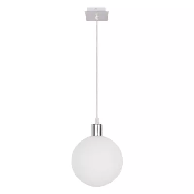 Moderní závěsné osvětlení ODEN - 1xG9, 40W, 15cm, koule, chromované / bílé