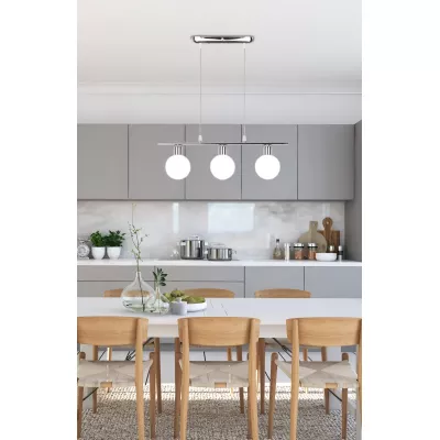 Závěsné osvětlení nad jídelní stůl ODEN - 3xG9, 40W, chromované / bílé