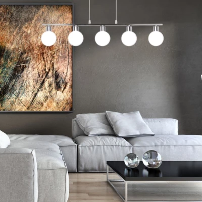 Závěsné osvětlení nad jídelní stůl ODEN - 5xG9, 40W, chromované / bílé