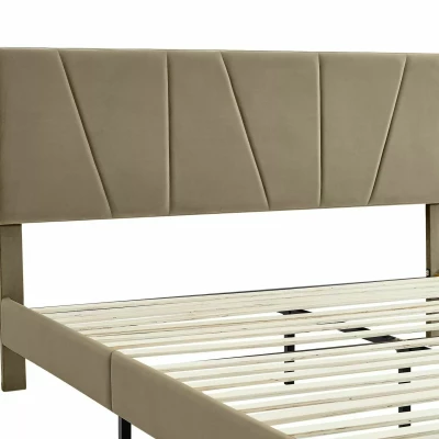 Manželská čalouněná postel 140x200 ARLETTE - béžová