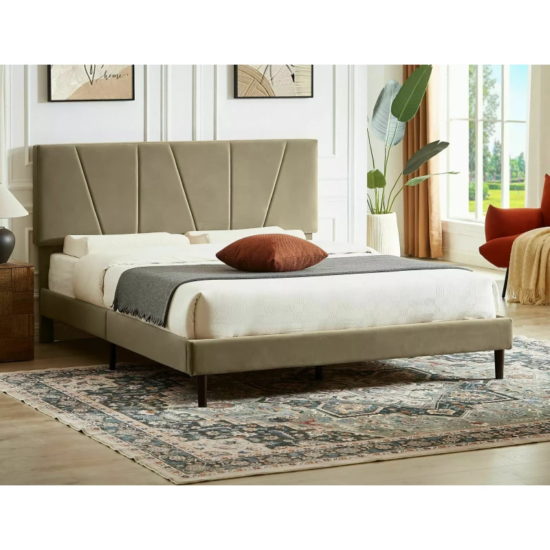 Manželská čalouněná postel 140x200 ARLETTE - béžová