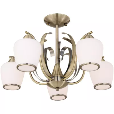 Závěsné rustikální pětiramenné osvětlení OPERA - 5xE27, 60W, patina / bílé