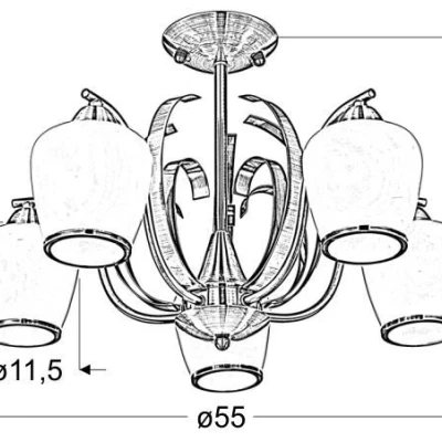 Závěsné rustikální pětiramenné osvětlení OPERA - 5xE27, 60W, patina / bílé