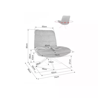 Otočné čalouněné křeslo MANDISA - světle běžové / černé