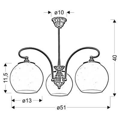 Rustikální závěsné tříramenné světlo ORBIT - 3xE27, 60W, měděné / patina