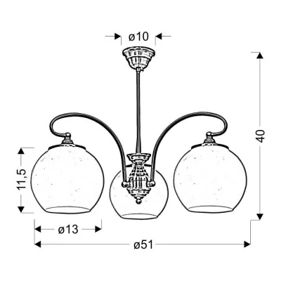 Rustikální závěsné tříramenné světlo ORBIT - 3xE27, 60W, měděné / patina