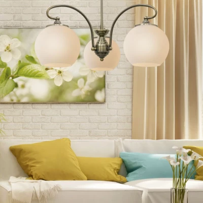 Rustikální závěsné tříramenné světlo ORBIT - 3xE27, 60W, měděné / patina