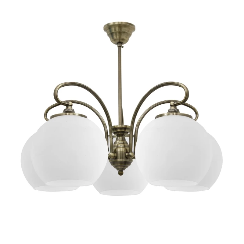 Rustikální závěsné pětiramenné světlo ORBIT - 5xE27, 60W, měděné / patina