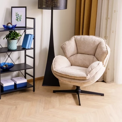 Otočné křeslo ZACHAR - béžové / černé