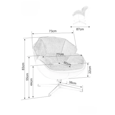 Otočné křeslo ZACHAR - šedé / černé