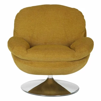 Elegantní otočné křeslo ZAYNE - hořčicové / chrom
