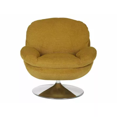 Elegantní otočné křeslo ZAYNE - hořčicové / chrom