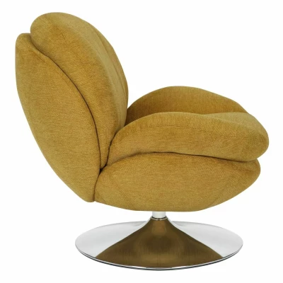 Elegantní otočné křeslo ZAYNE - hořčicové / chrom