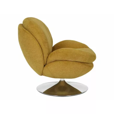 Elegantní otočné křeslo ZAYNE - hořčicové / chrom
