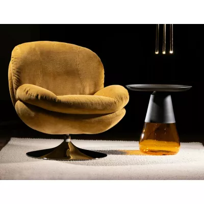 Elegantní otočné křeslo ZAYNE - hořčicové / chrom