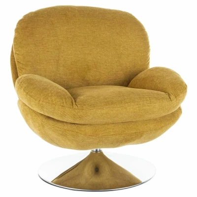 Elegantní otočné křeslo ZAYNE - hořčicové / chrom