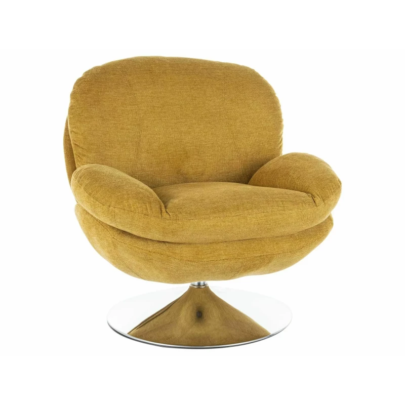 Elegantní otočné křeslo ZAYNE - hořčicové / chrom