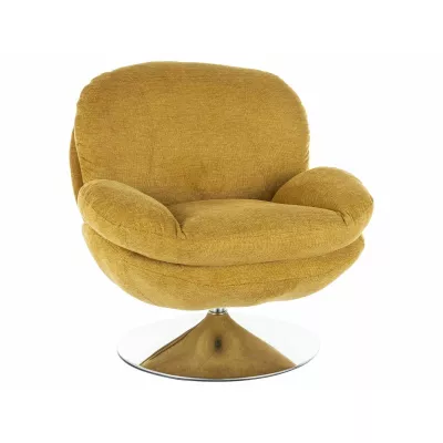 Elegantní otočné křeslo ZAYNE - hořčicové / chrom