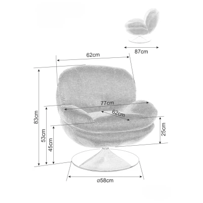 Elegantní otočné křeslo ZAYNE - světle béžové / chrom