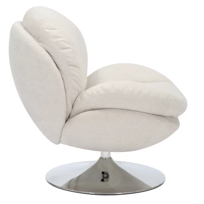 Elegantní otočné křeslo ZAYNE - světle béžové / chrom